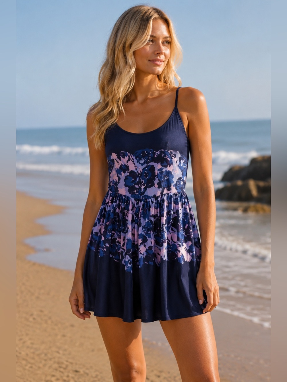 Free People Intimately Floral Strappy Back Slip Dress Blue XS/S